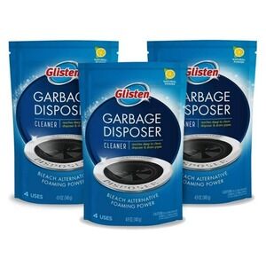 Glisten Garbage Disposer Cleaner, Lemon Fresh, Bleach Alternative, 3 Pouches